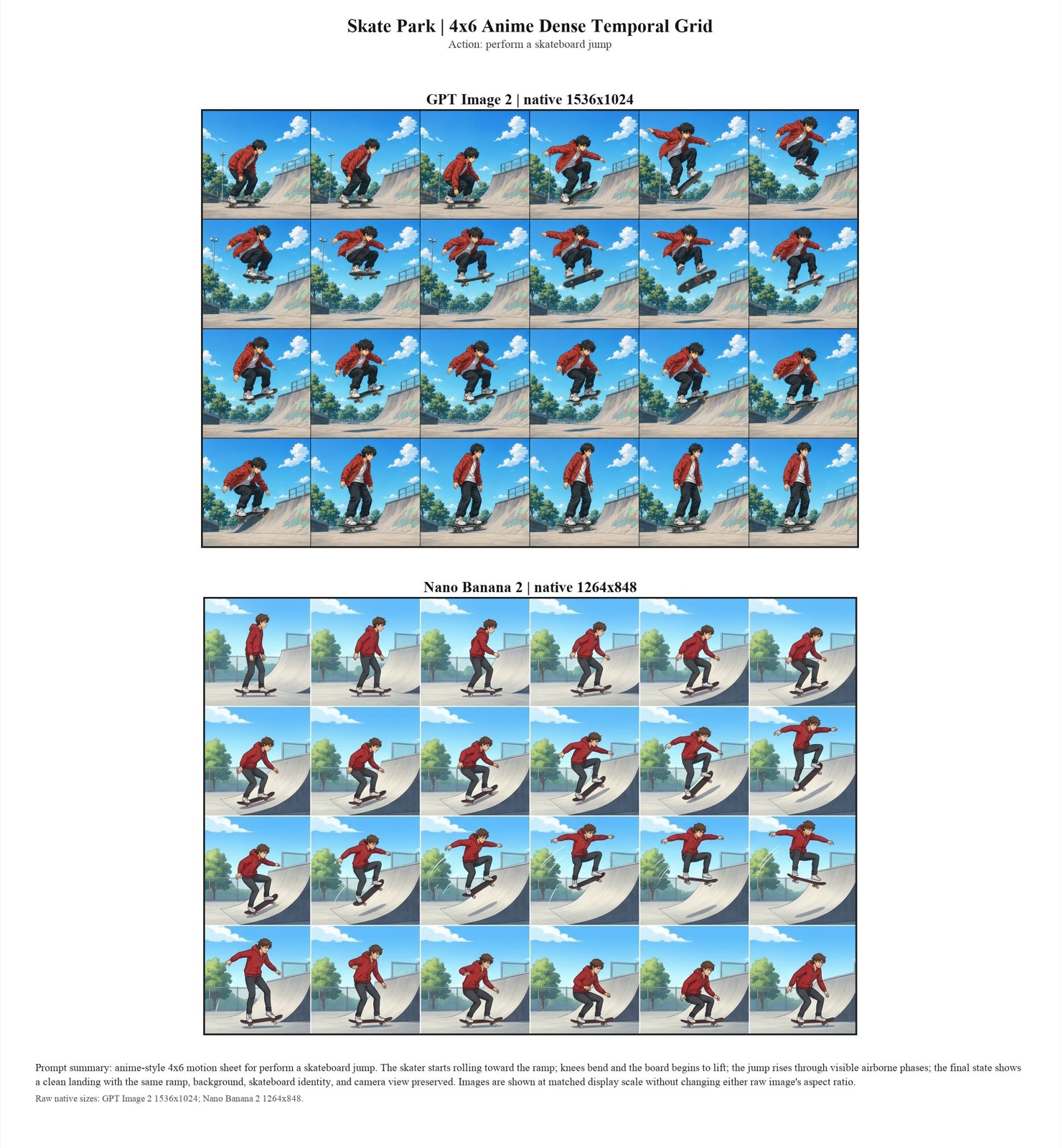 A skateboard jump decomposed into a 4x6 sequence of ordered states